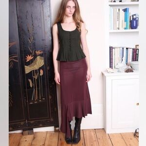 Paloma Wool Jessy Jersey Tube Midi Skirt Dress in Burgundy size xs